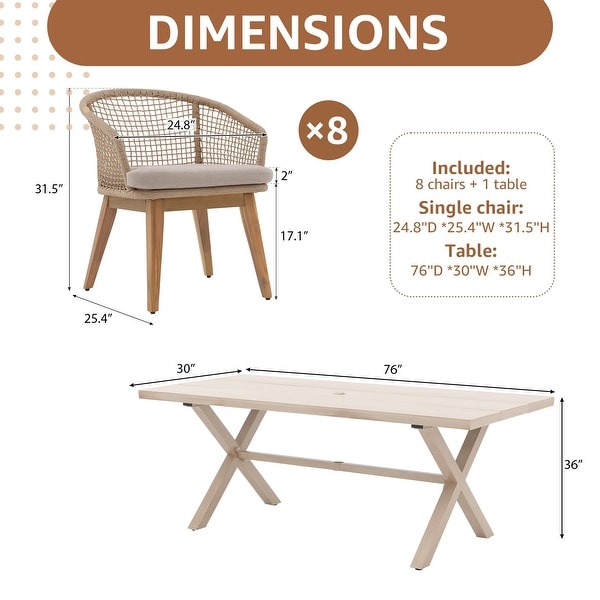 Acacia Wood & Aluminum Outdoor Dining Set