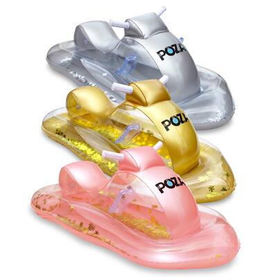 POZA Inflatable Snowmobile Sled Set of 3 with Handles and Snowflakes - 51Lx23Wx16H inches