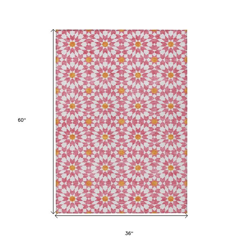 HomeRoots Floral Medallion Transitional Rectangle Outdoor Rug