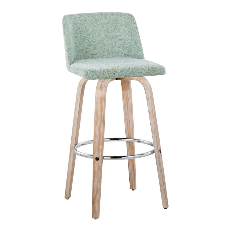 The Gray Barn Vallberga 30" Fixed-Height Bar Stool with White Washed Wood Base (Set of 2)