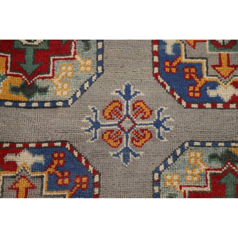 All-Over Gray Kazak Oriental Area Rug Wool Carpet - 8'4" x 11'4"