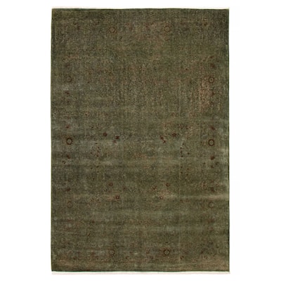 ECARPETGALLERY Hand-knotted Vibrance Dark Green Wool Rug - 5'11 x 8'7