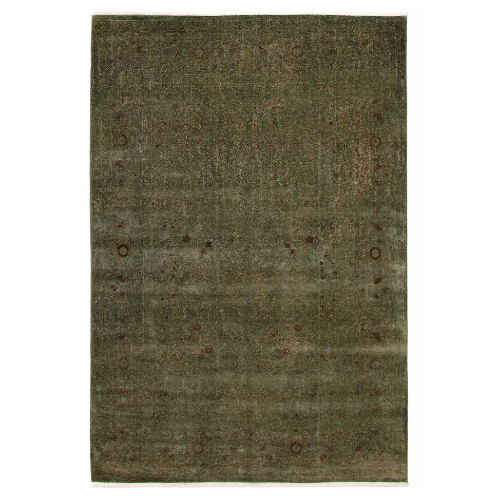 ECARPETGALLERY Hand-knotted Vibrance Dark Green Wool Rug - 5'11 x 8'7