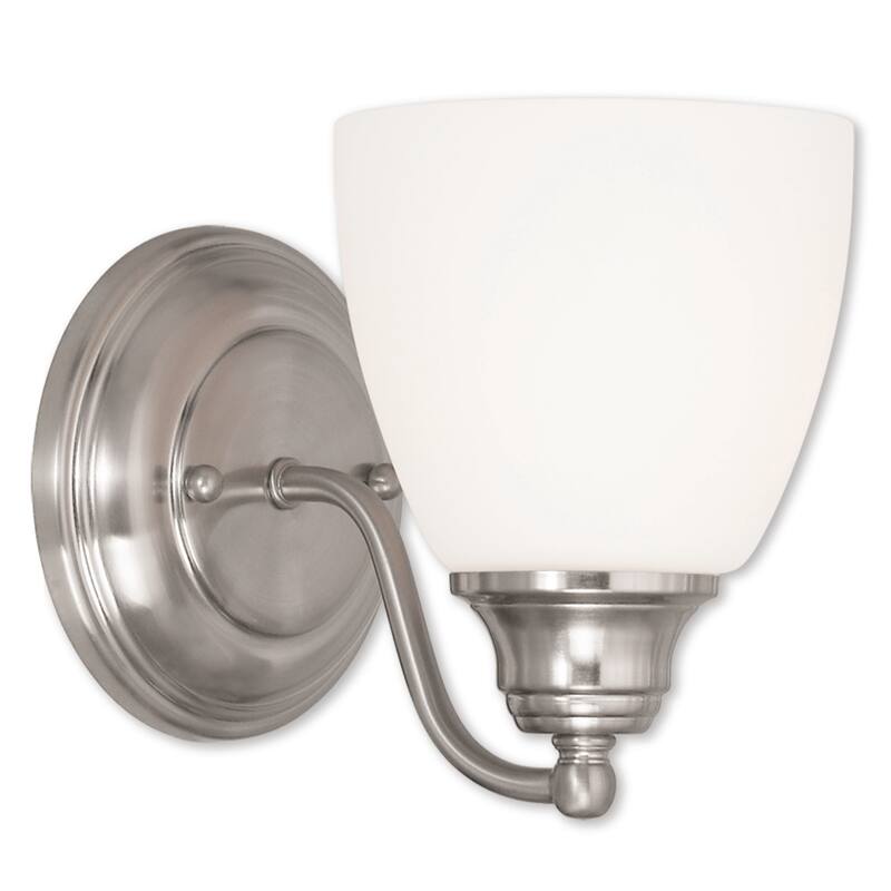 Livex Lighting 1-Light Brushed Nickel Wall Sconce, 13671-91 - 5.375" W 7" H 7.5" EXT