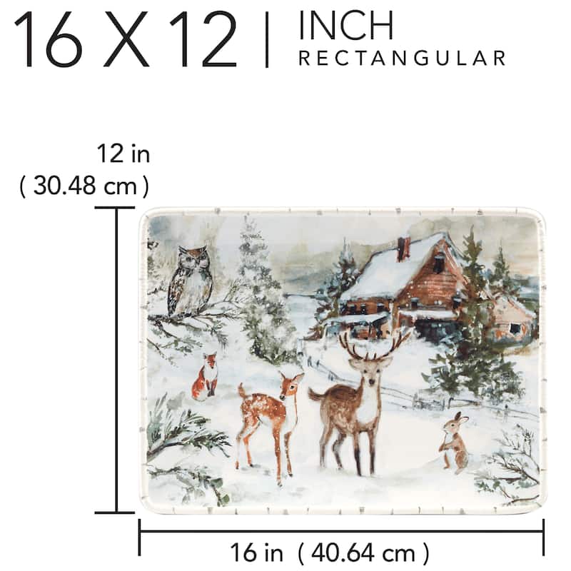 Certified International Winter Frost Rectangular Platter 16" x 12" - 16" x 12" x 1.25"