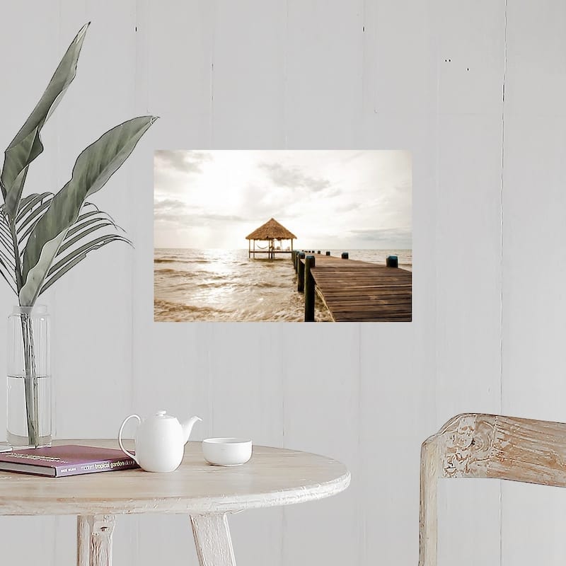 "A serene dock and cabana at sunrise, Belize" Poster Print - Multi - 24" x 16"