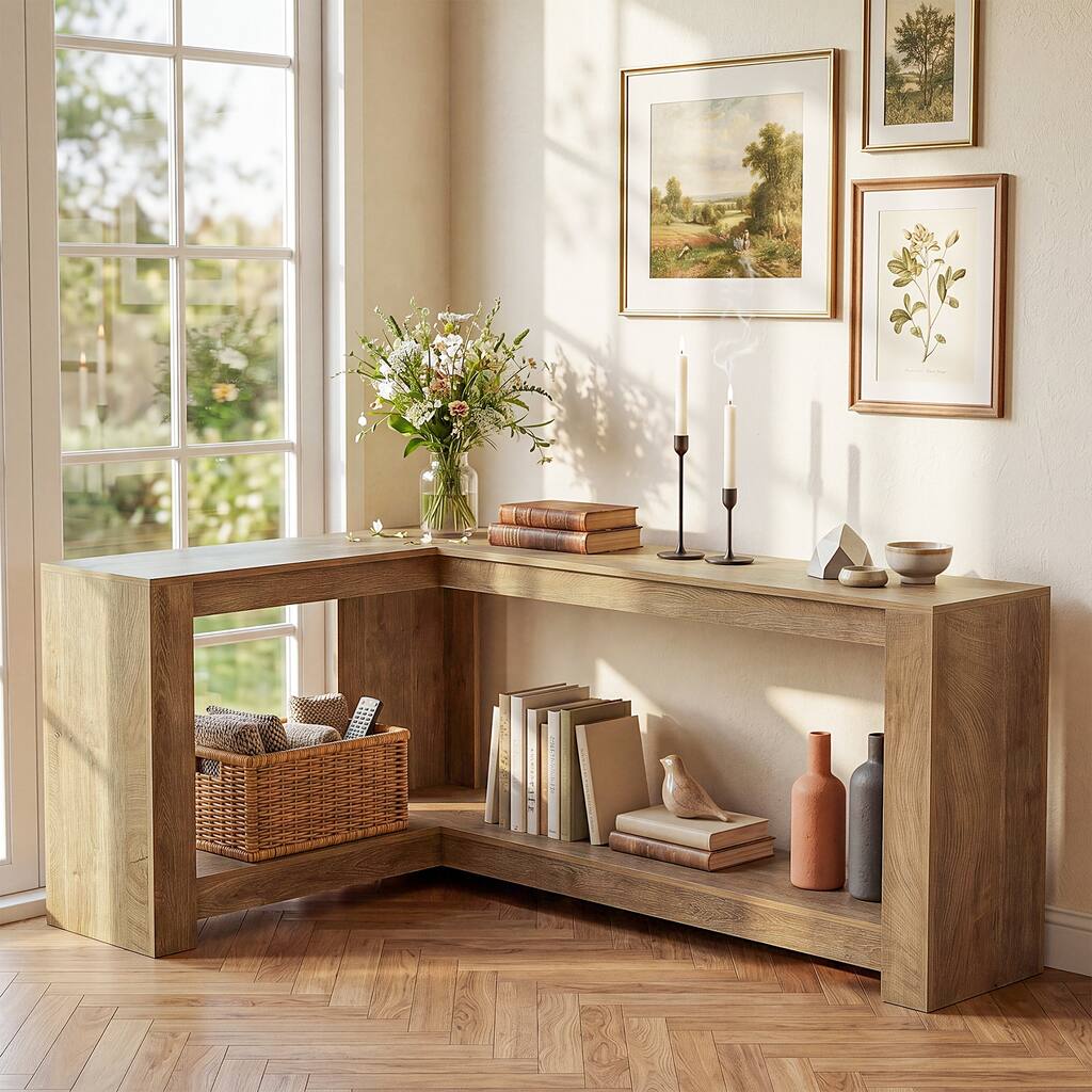 63" L-Shaped Console Table