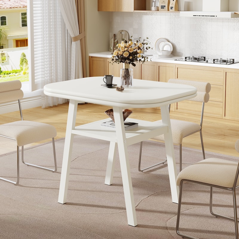 Modern Dining Table, Kitchen Table with Storage Shelf for Dining/Living Room, Home, Apartment