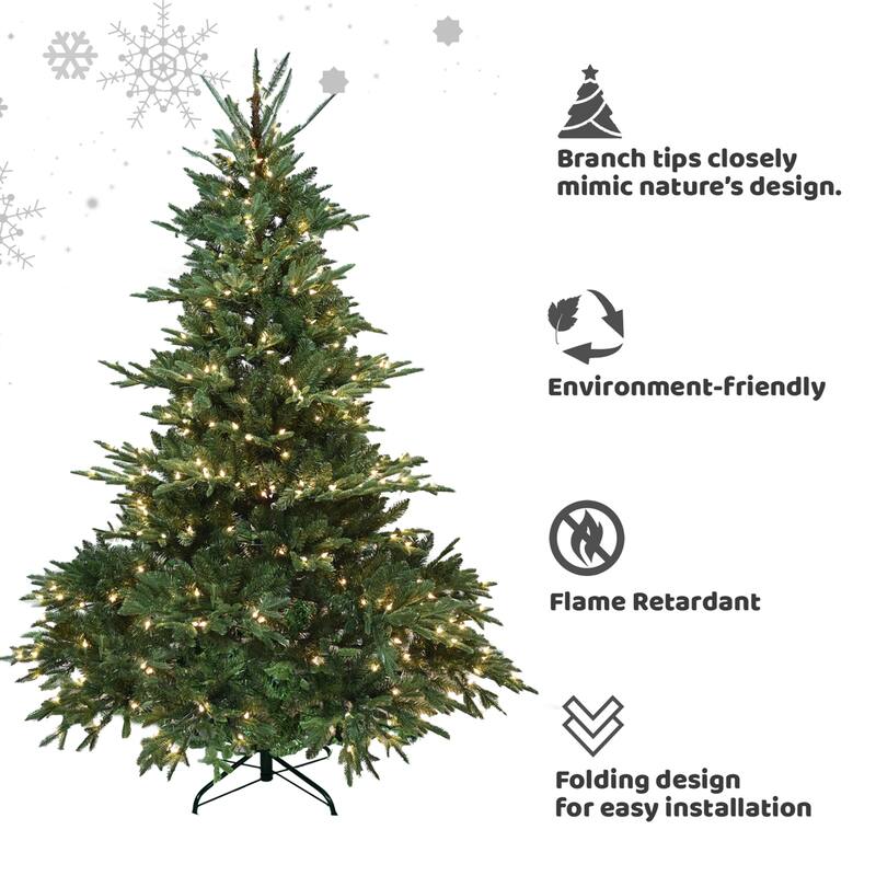 CUSchoice Multiple Sizes Pre-lit Aspen Fir Artificial Christmas Tree ...