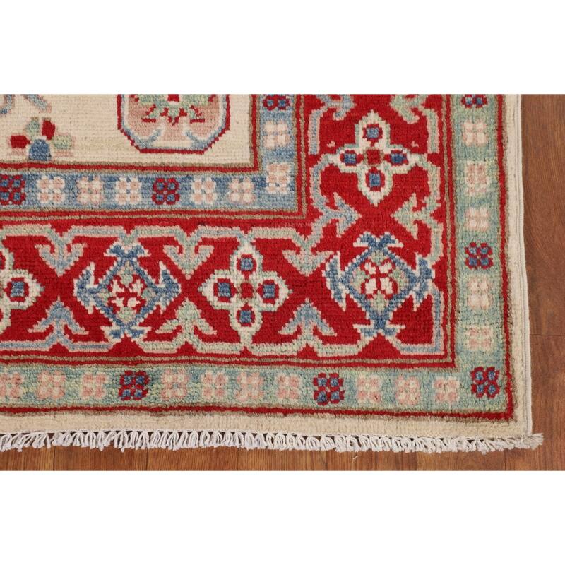 Kazak Area Rug Hand-Knotted Wool Carpet - 4'3" x 6'0"