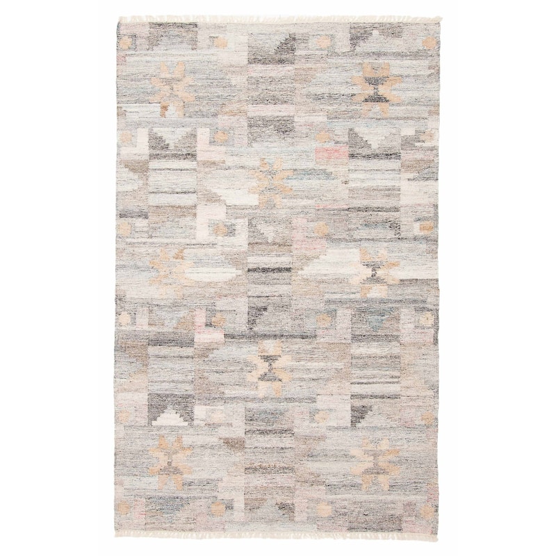 ECARPETGALLERY Flat-Weave Ankara FW Grey Wool Kilim - 5'1 x 8'0 - Grey - 5'1 x 8'0