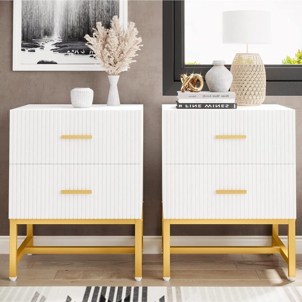 2-Drawer Nightstand Bed Side Table Storage End Table Side Table
