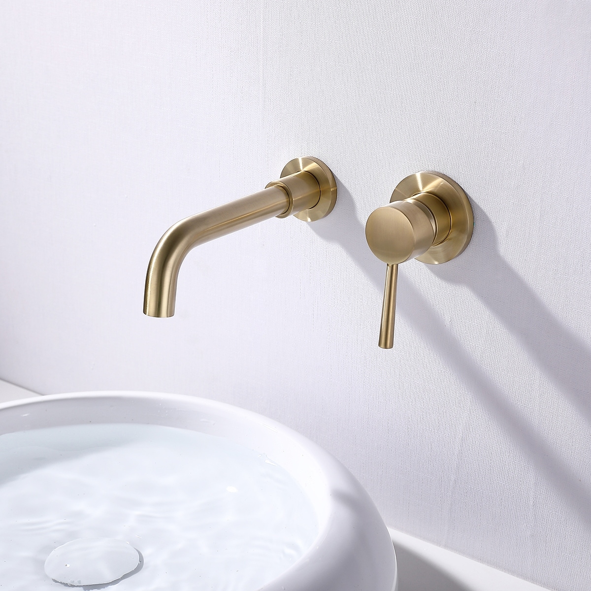Brushed Gold Single Handle Faucet Bathroom Vessel Sink Basin Mixer Brass Tap 