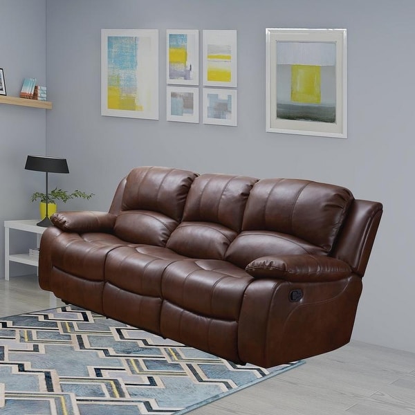 Classic 2 seat bonded on sale leather double recliner loveseat