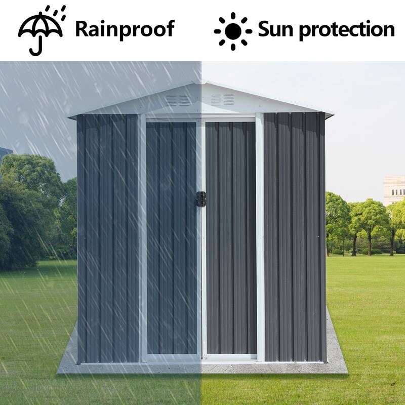 6FTx4FT Apex Roof Grey Outdoor Storage Shed