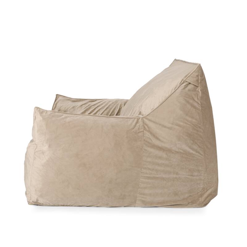 Velveteen Bean Bag Chair with Armrests