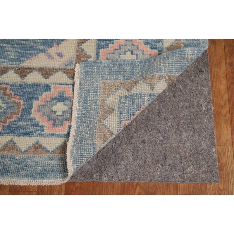 Hand Knotted Oriental 100% Wool Carpet Transitional All-Over Navy Blue & Blues Oushak Area Rug - 9' 11'' X 8' 4''