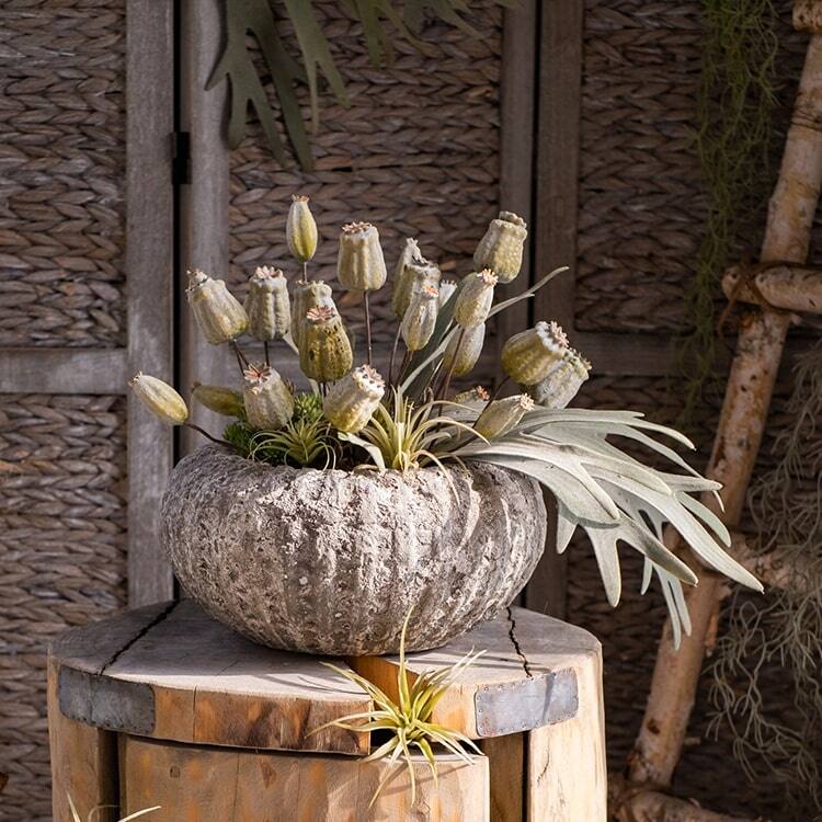 RusticReach Artificial Poppy Fruit Bunch 10.6" Tall