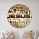 preview thumbnail 1 of 8, Designart 'Jesus' word cloud in grunge background' Oversized Religious Wall CLock