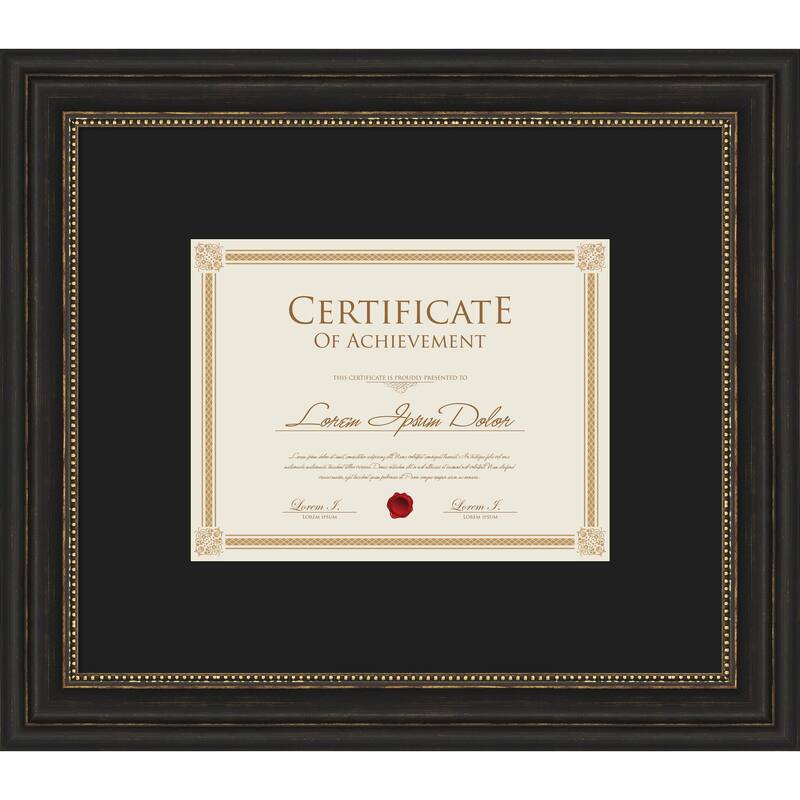 Accent Bronze Narrow Framed Picture Frame, Photo Frame - 17x14.5 Matted Black 11x9