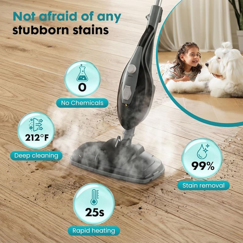 Steam Mop 10 in 1 MultiPurpose Handheld Steam Cleaner Detachable Floor Steamer