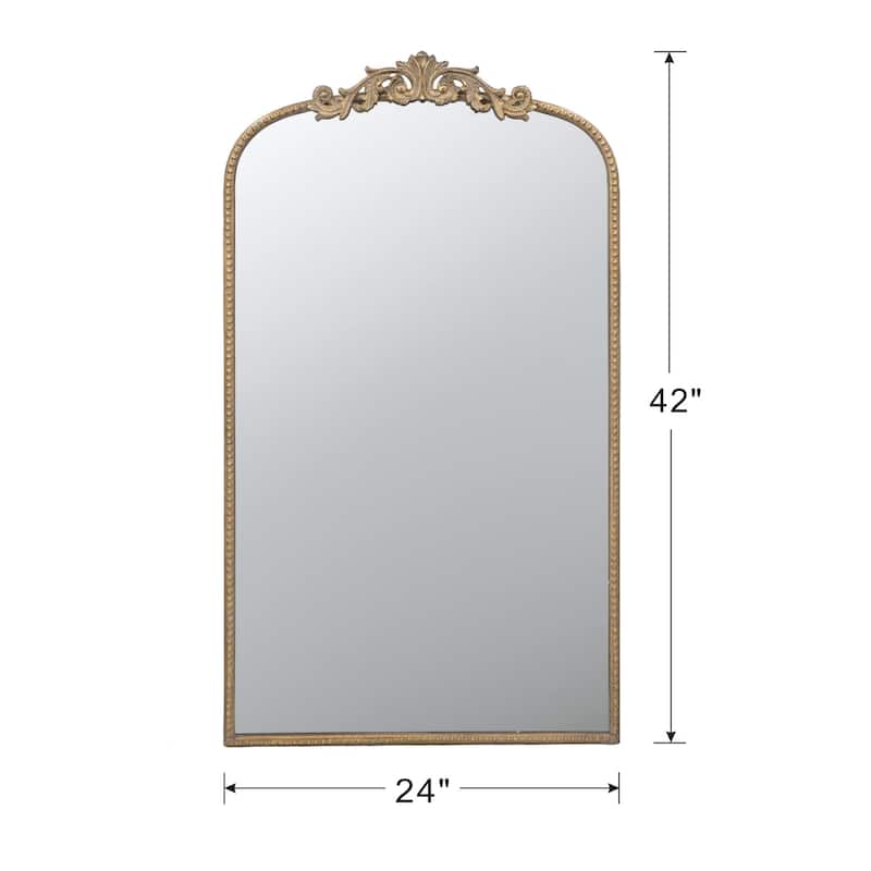 24" x 42" Gold Arch Mirror, Baroque Inspired Wall Decor for Room