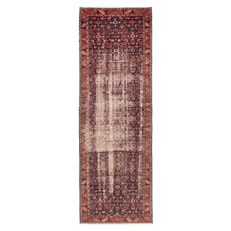 ECARPETGALLERY Hand-knotted Antalya Vintage Dark Navy Wool Rug - 3'9 x 11'7