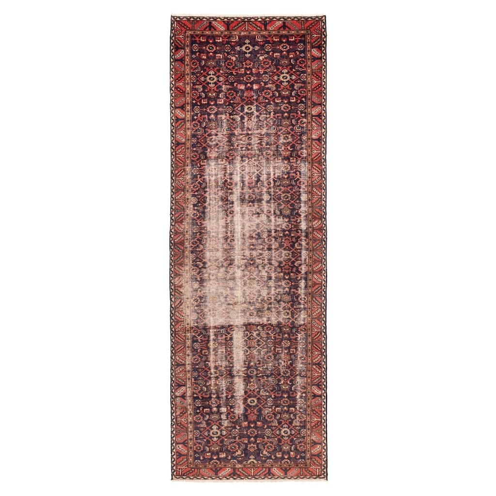 ECARPETGALLERY Hand-knotted Antalya Vintage Dark Navy Wool Rug - 3'9 x 11'7