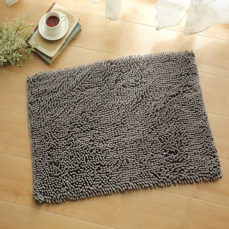 Totti Havana Dark Gray Microfiber Chenille 20" x 30" Bathroom Mat