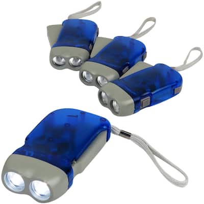 Evelots Hand Crank Flashlight-Camping-Home-Car-No Battery-LED Bright Light-Set/4