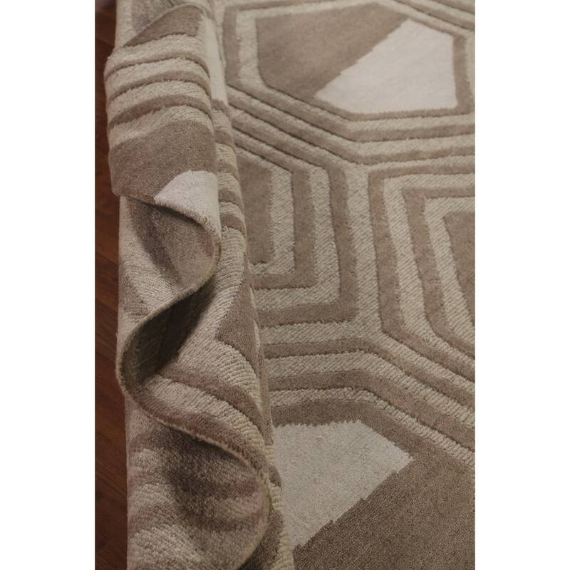 Large Abstract Modern Rug Handmade Wool Carpet - 9'11"x 13'9"