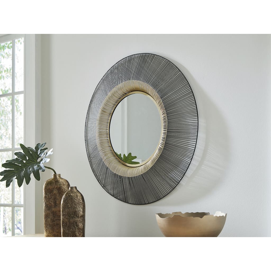 Signature Design by Ashley Dallmen Black/Gold Accent Mirror - 36" W x 3" D x 36" H