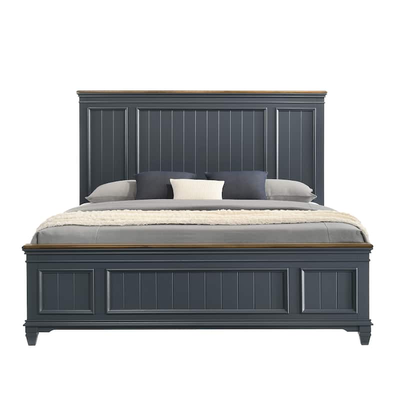 Roundhill Furniture Clelane Wood Bedroom Set with Bed, Dresser, Mirror, and Two Nightstands