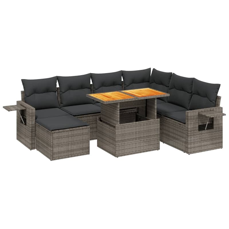vidaXL Patio Sofa Set with Cushions Outdoor Conversation Furniture Poly Rattan