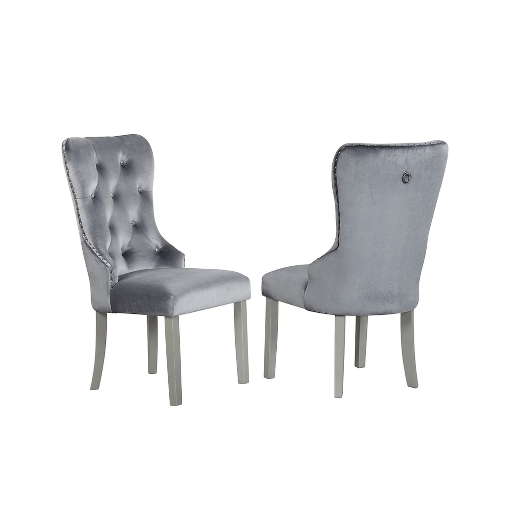 Geneva Silver Champagne Velvet Upholstered Arm Chair (Set of 2)