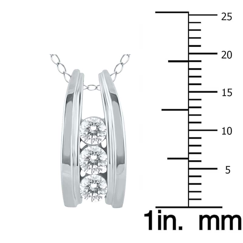 Marquee 10k White Gold 1/2ct TDW Diamond Ladder 3-stone Necklace