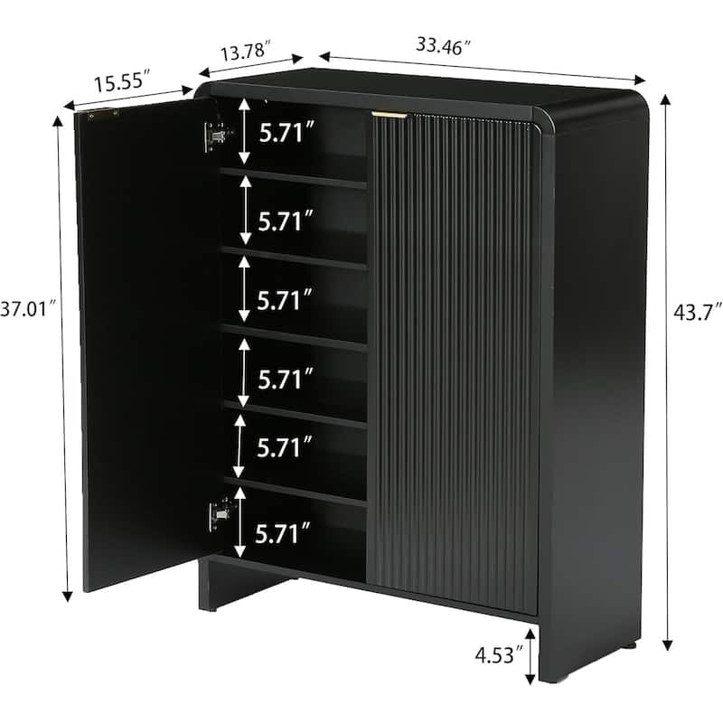 Black Shoe Cabinet, 25 Pairs Entryway Shoe Storage Cabinet with 6-Tier Shelves for Hallway
