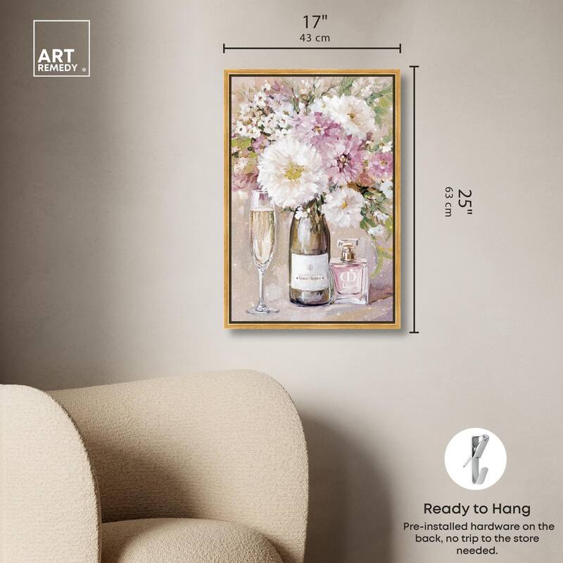 Light Floral Champagne Vase Canvas by Art Remedy