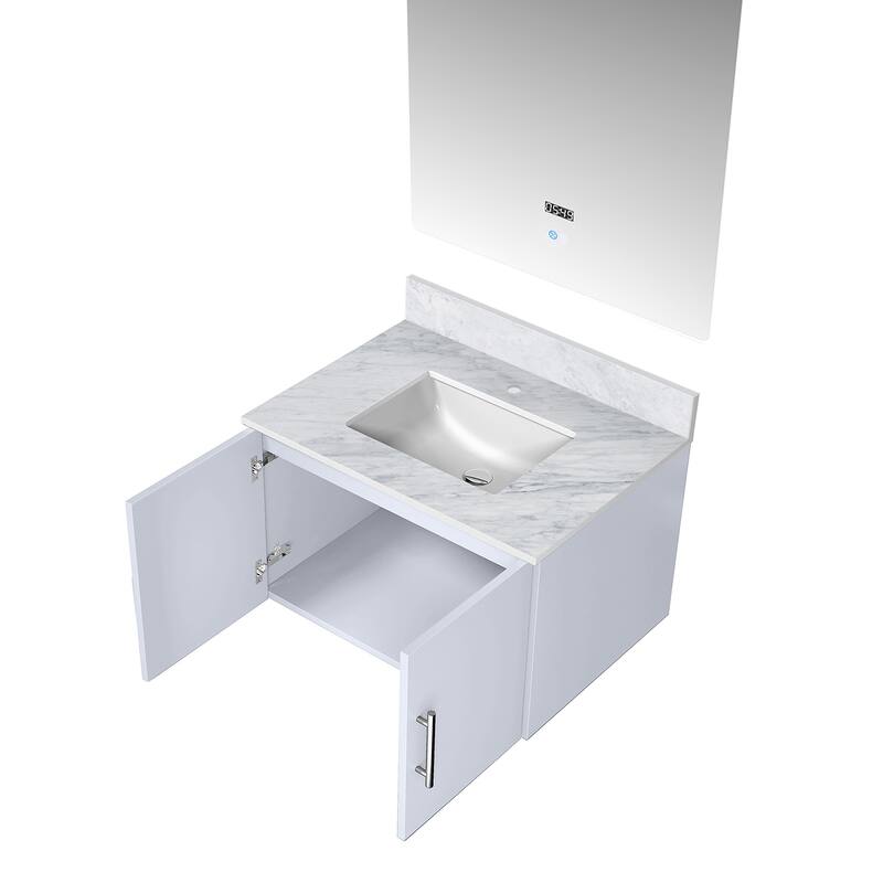 Bathroom Vanity with Marble Top, Soft Close Cabinet, Spacious Storage, and Mirror Included - Scratch and Stain Resistant