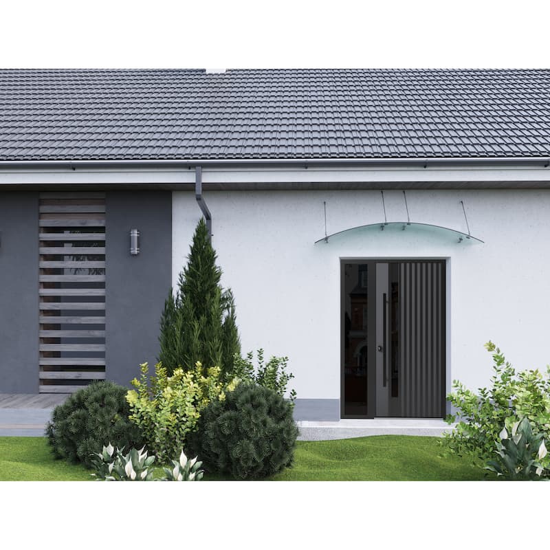 Front Exterior Prehung Steel Door Ronex 0144 Grey Entry Metal Painted W36xH80 Left hand Inswing