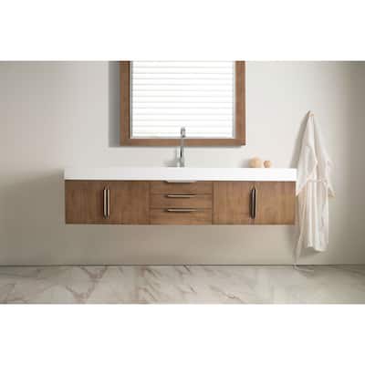 James Martin Vanities Mercer Island 72" Single Vanity, Latte Oak with Brushed Nickel Hardware