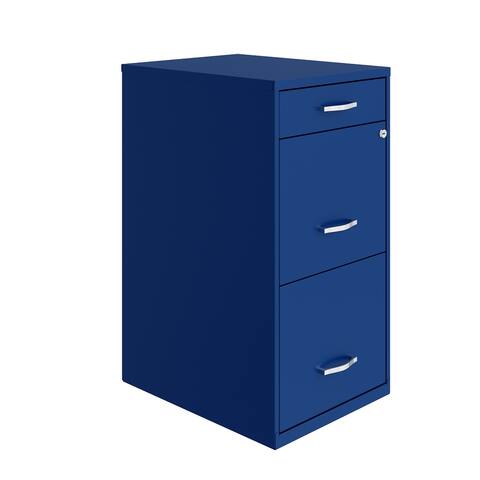 Space Solutions 18" Deep 3 Drawer Metal File Cabinet, Classic Blue