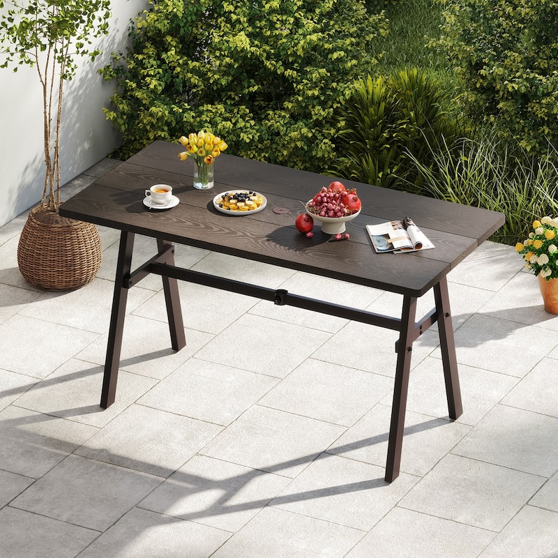Gymax 59'' x 29.5'' Rectangle Rustproof Patio Dining Table w/ 1.93''
