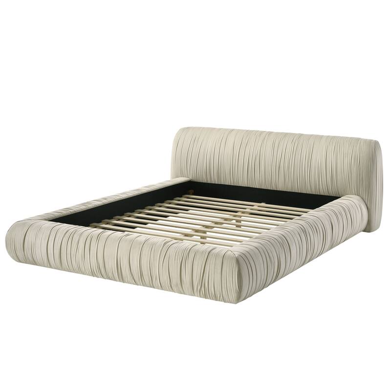 Furniture of America Henrietta Modern Velvet Upholstered Low Profile Queen Platform Bed