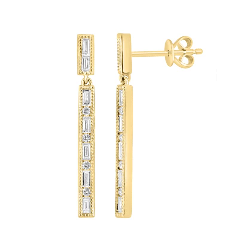 EFFY Women's 14k Yellow Gold Baguette Diamond Drop Earrings