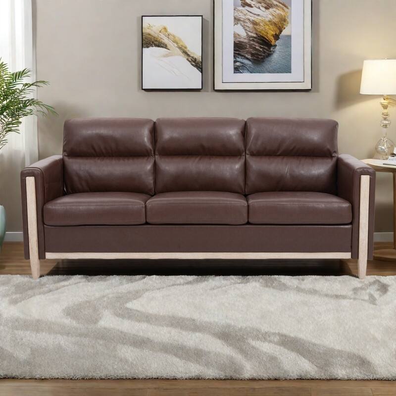 79.5" Velvet Solid Wood 3-Seater Sofa with Pocket Spring Seat, PP Foam Backrest, and Side Storage Pocket