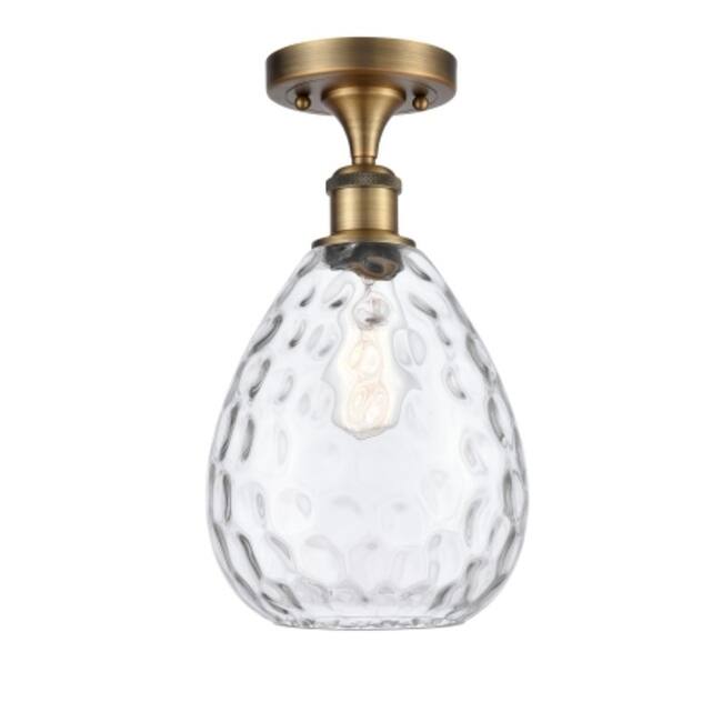 Innovations Lighting Large Waverly 8" Wide Semi-Flush Ceiling Fixture - Brushed Brass / Clear