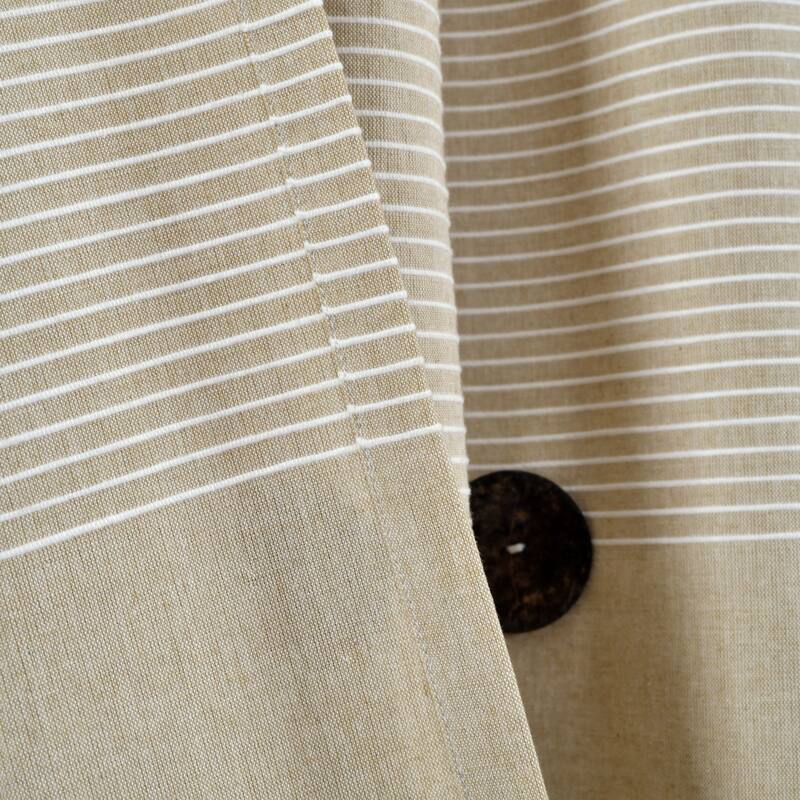 Lush Decor Farmhouse Button Stripe Yarn Dyed Woven Cotton Window Curtain Panel Pair