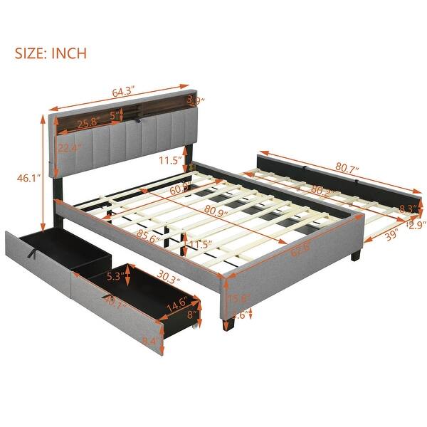 Versatile Upholstered Platform Bed with Storage and USB Ports for Comfortable Living