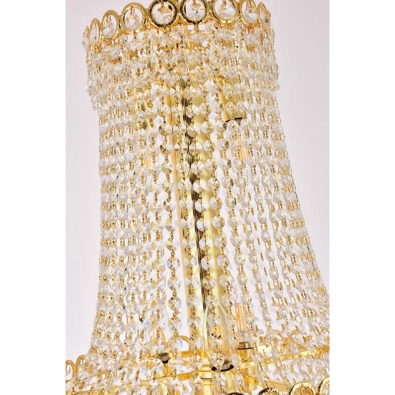 Elegant Lighting Gold 30-inch Royal-cut Crystal Clear Large Hanging Chandelier